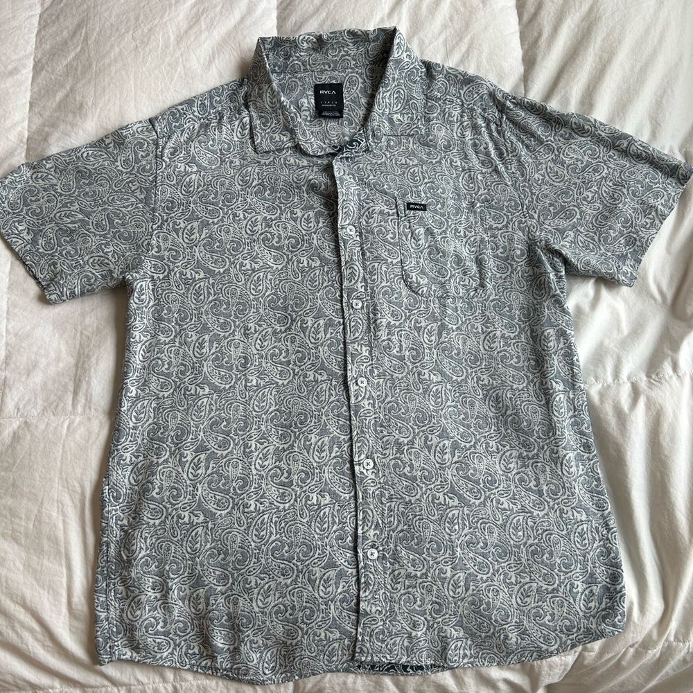 RVCA Gray Casual Button Down Shirt